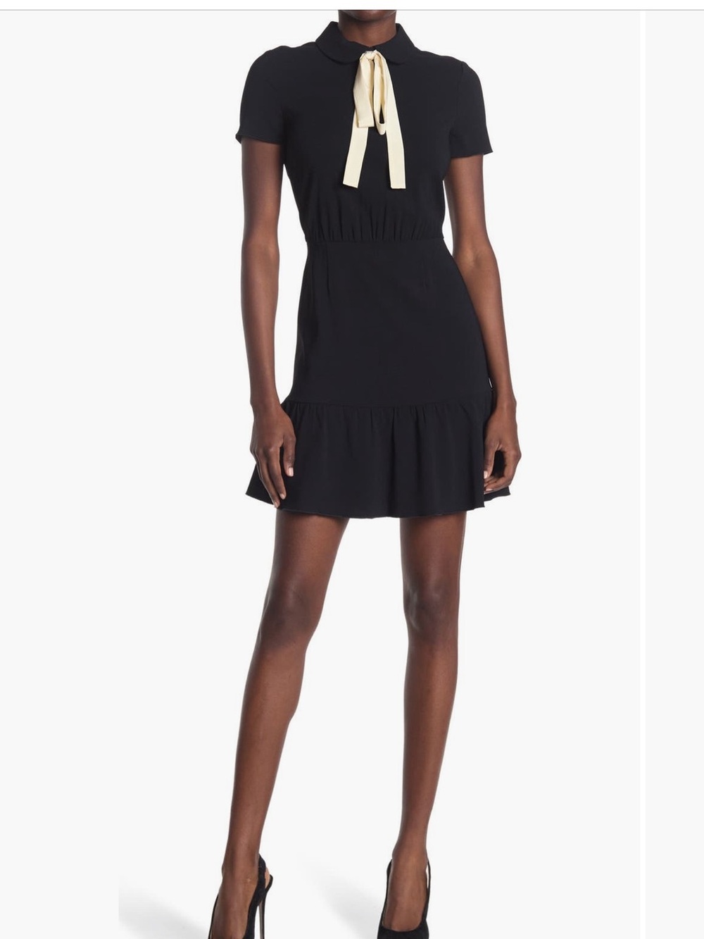RED Valentino Black Mini Dress with Cream Bow